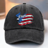 Forever Papa - Family Personalized Custom Vintage Washed Denim Baseball Cap US - 4th Of July, Gift For Dad, Grandpa