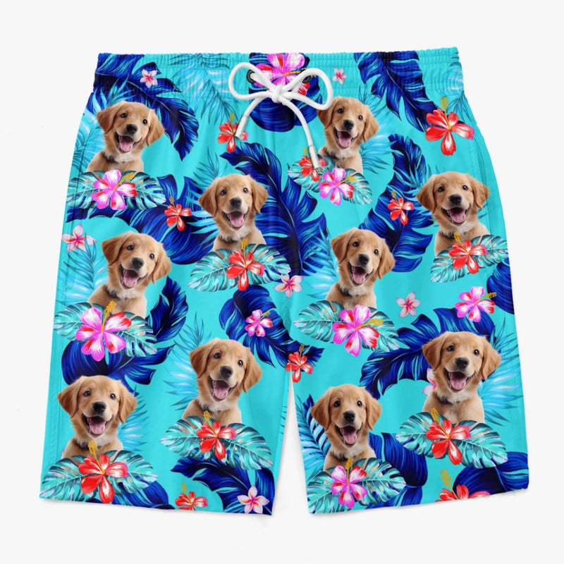 Custom Photo Paws Out, Sun's Out - Dog & Cat Personalized Custom Tropical Hawaiian Aloha Men Beach Shorts - Summer Vacation Gift For Pet Owners, Pet Lovers