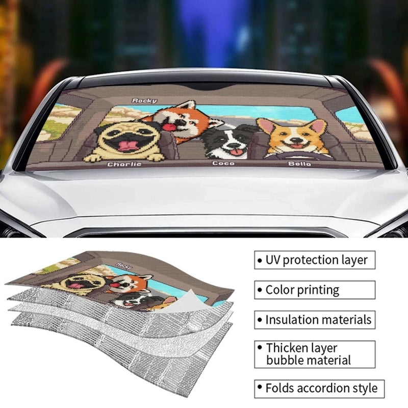 Buckle Up, It’s Bark Time - Dog Personalized Custom Auto Windshield Sunshade, Car Window Protector - Gift For Pet Owners, Pet Lovers