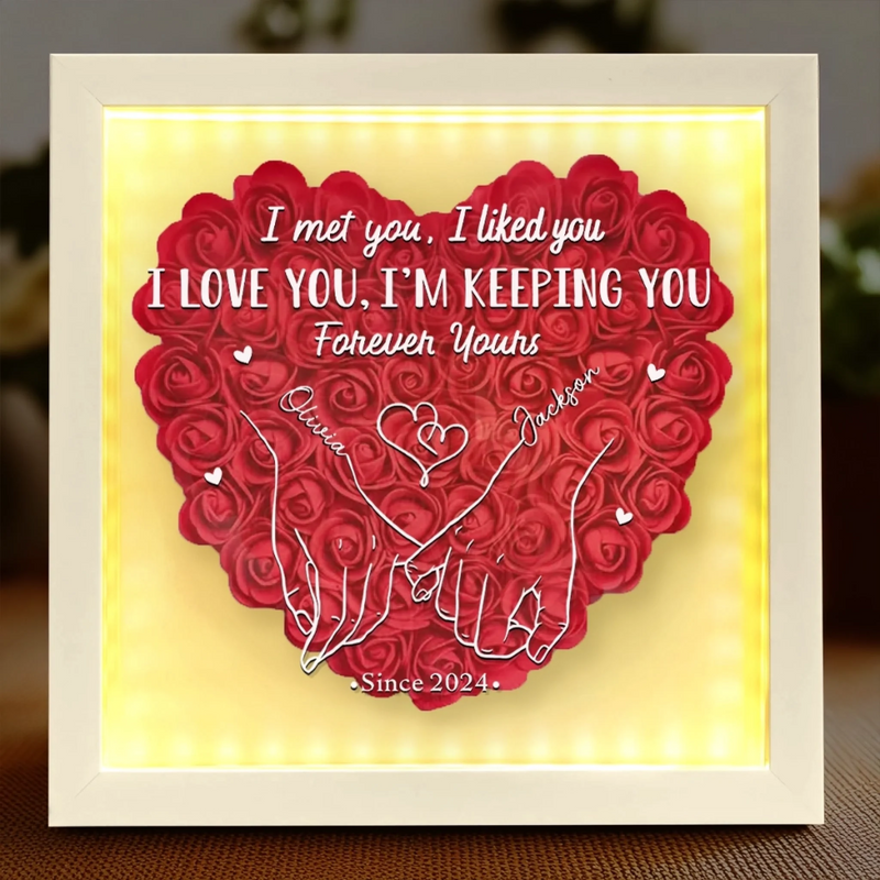 Wrapped In Your Love - Couple Personalized Custom Flower Shadow Box With LED - Gift For Husband Wife, Anniversary