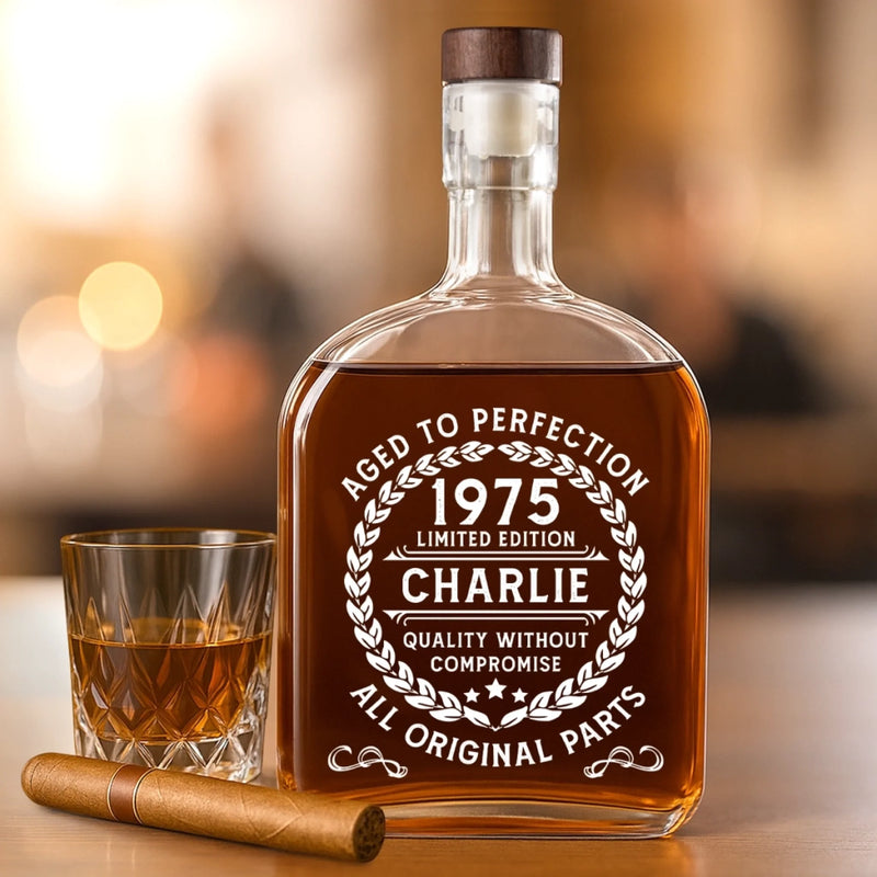 Built To Last, Aged To Perfection - Couple Personalized Custom Whiskey Bottle - Birthday, Anniversary Gift For Husband