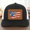 Born To Be Free - Family Personalized Custom Leather Patch Mesh Cap - 4th Of July, Gift For Dad, Grandpa