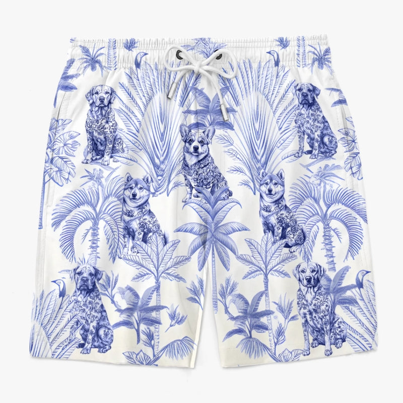 Stay Pawsitive, Stay Tropical - Dog Personalized Custom Tropical Hawaiian Aloha Men Beach Shorts - Summer Vacation Gift For Pet Owners, Pet Lovers