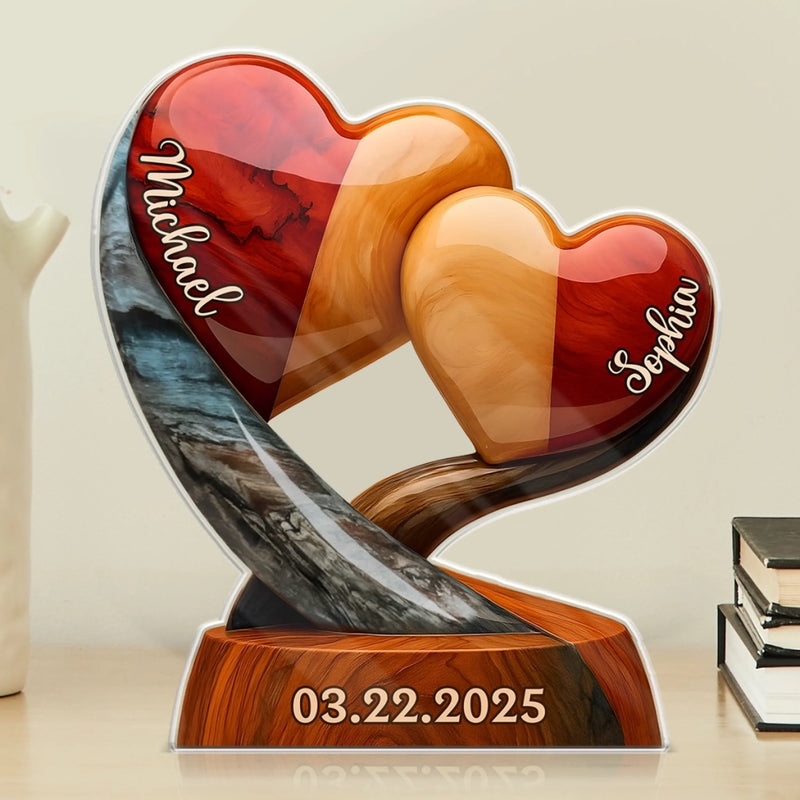 Our Hearts Beat As One - Couple Personalized Custom Acrylic Plaque Custom Shape - Gift For Husband Wife, Anniversary