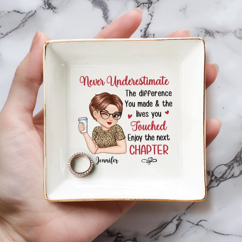 Chapter Closed, Legend Unlocked - Coworker Personalized Custom Jewelry Dish - Appreciation, Retirement Gift For Coworkers, Work Friends, Colleagues