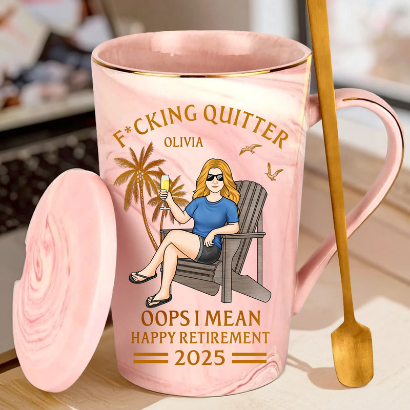 Retired And Now A Professional Napper - Coworker Personalized Custom 14oz Marble Mug - Appreciation, Retirement Gift For Coworkers, Work Friends, Colleagues
