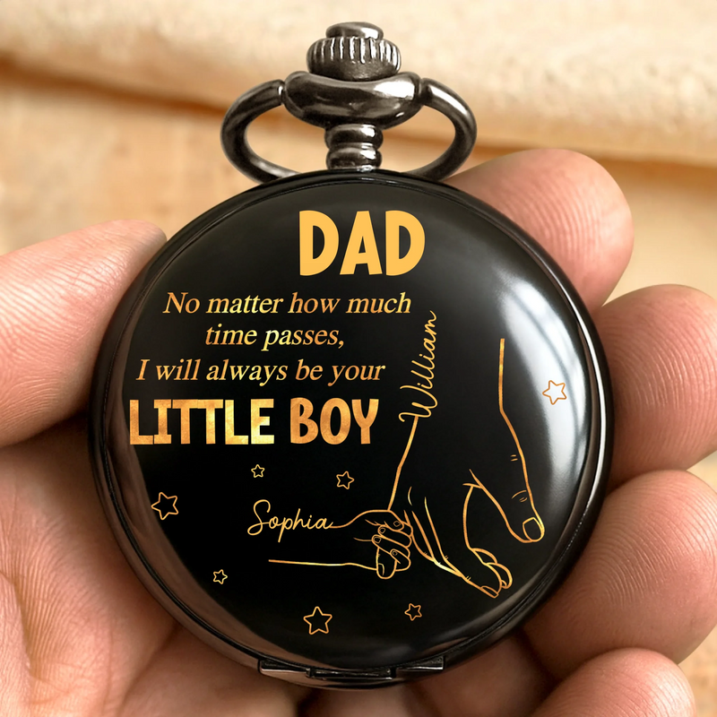 Forever Your Little Girl - Family Personalized Custom Pocket Watch - Father's Day, Gift For Dad, Grandpa