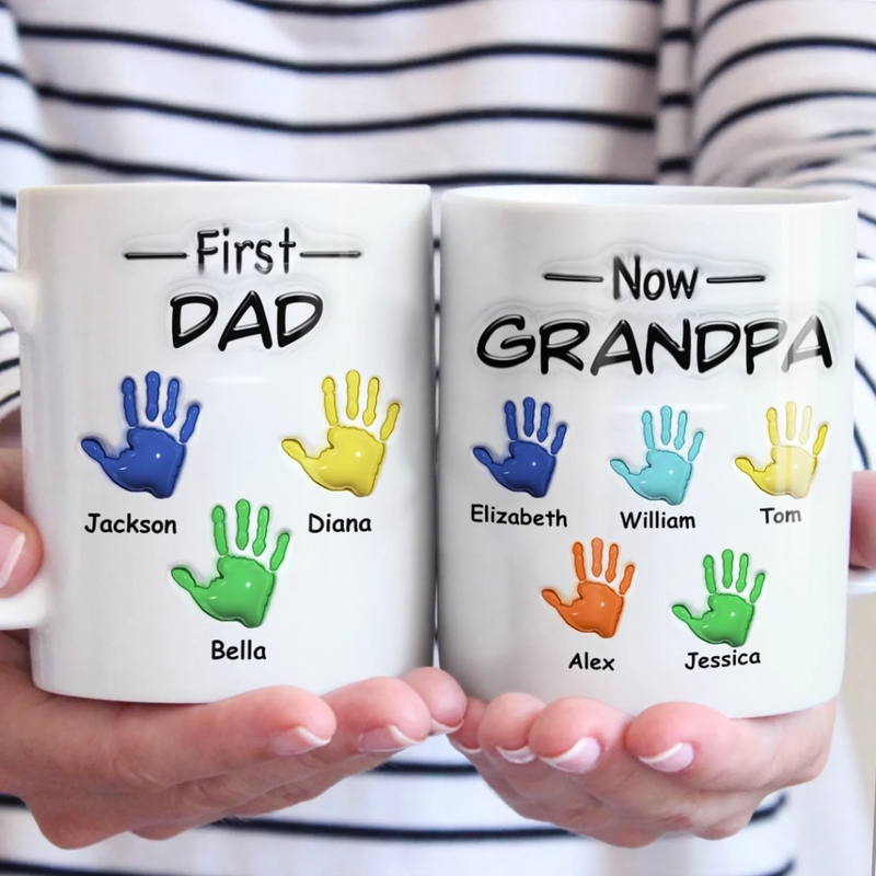 From Dad To Grandpa - Family Personalized Custom 3D Inflated Effect Printed Mug - Father's Day, Gift For Dad, Grandpa