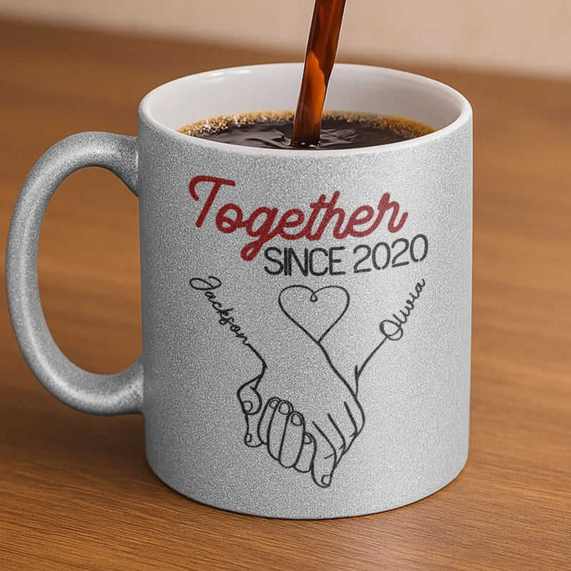 My Heart Clicks With Yours - Couple Personalized Custom Metallic Mug - Gift For Husband Wife, Anniversary