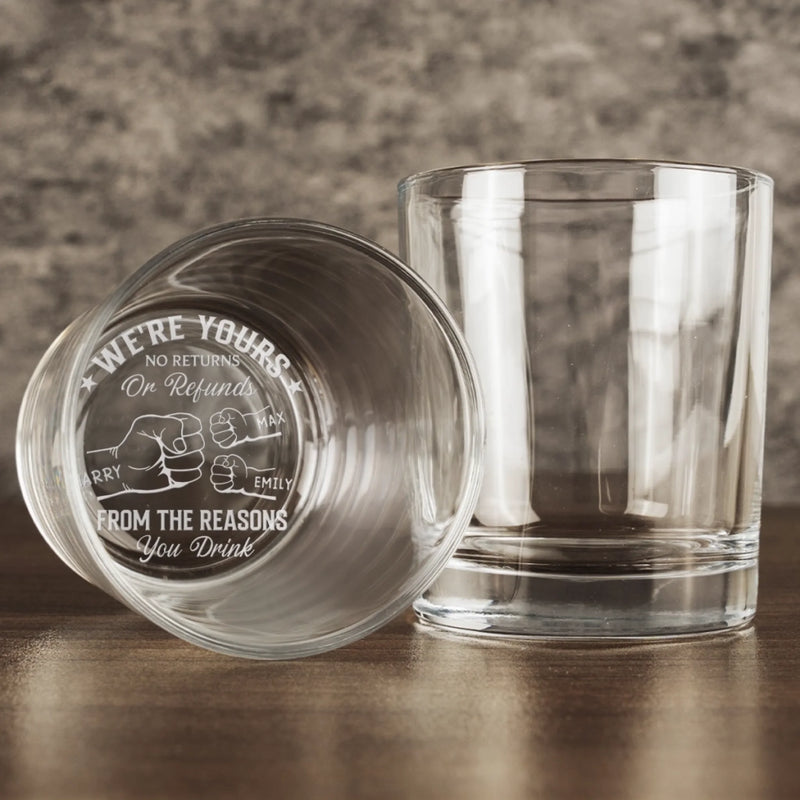 Custom Whiskey Glass - Personalized Father's Day Birthday Gifts For Dad, Grandpa - From The Reasons You Drink