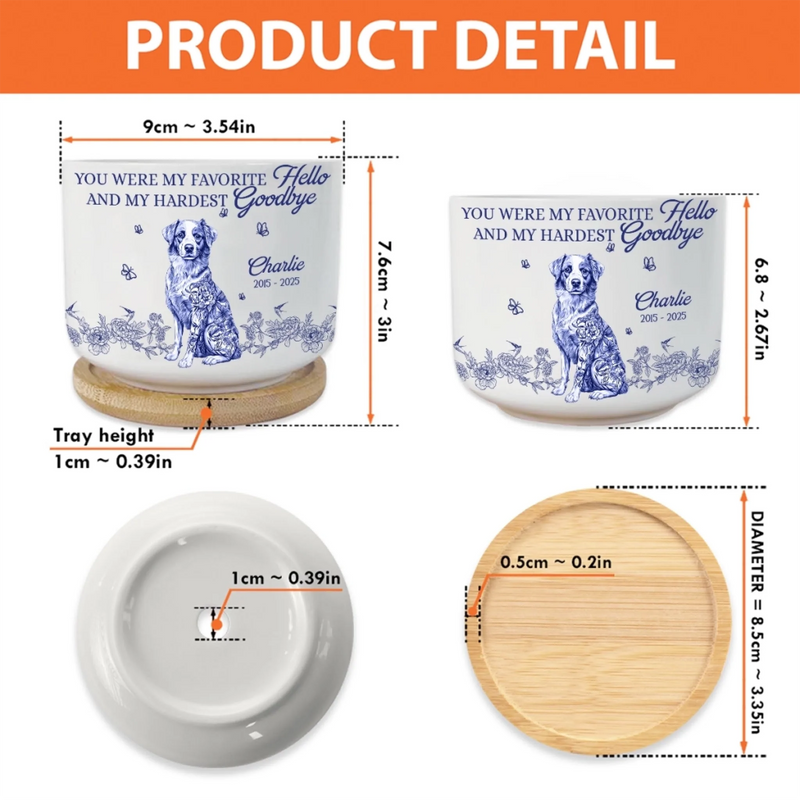 Home Decor Ceramic Plant Pot - Personalized Pet Memorial Gifts For Dogs - You Left Paw Prints On Our Hearts, Dog Memorial Gifts For Loss Of Dog, Pet Sympathy Gifts For Dogs