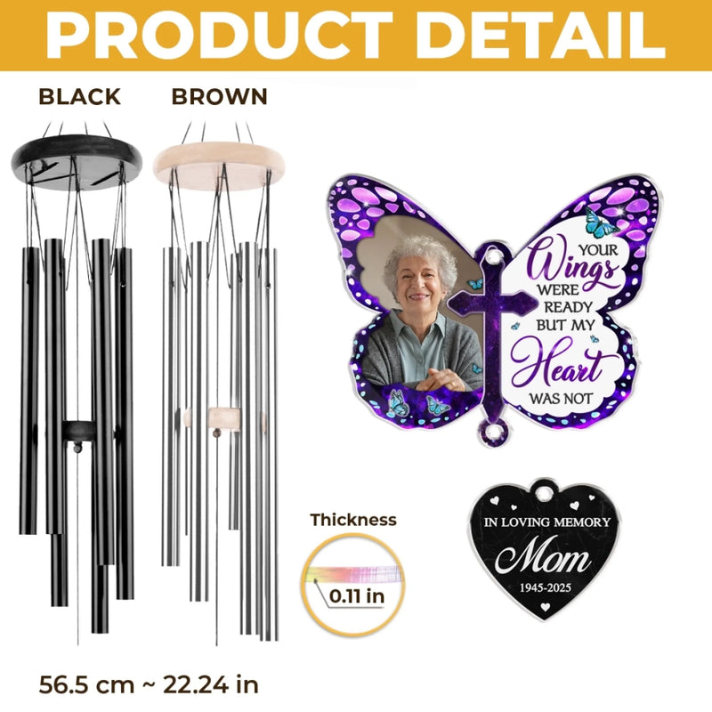 Custom Photo Wind Chime With Acrylic Charms - Personalized Memorial Sympathy Gifts For Loss Of Mom, Dad - I'm Always With You, Sympathy Gifts For Loss Of Loved One