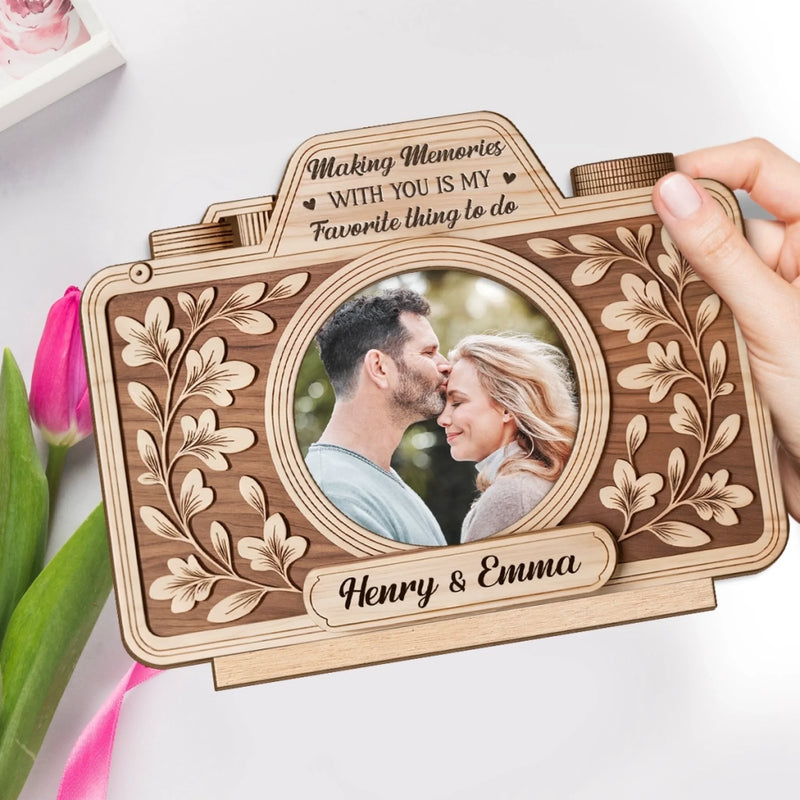 Custom Photo 2-Layered Wooden Plaque - Personalized Anniversary Wedding Gifts For Husband And Wife, Him And Her - Our Love Story Is My Favorite