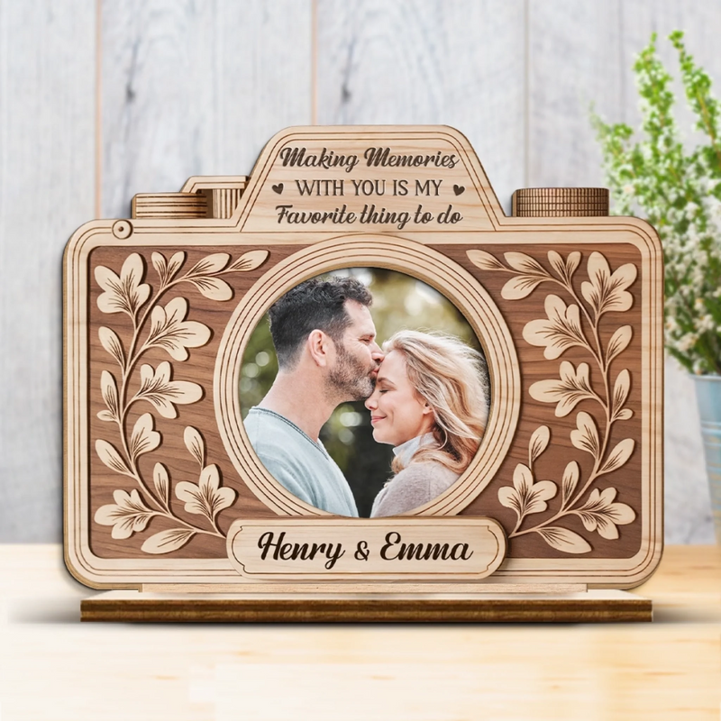 Custom Photo 2-Layered Wooden Plaque - Personalized Anniversary Wedding Gifts For Husband And Wife, Him And Her - Our Love Story Is My Favorite