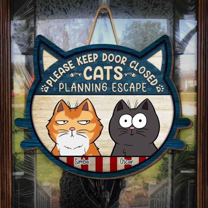 Custom Home Decor Wood Sign - Personalized Birthday Gifts For Cat Lovers, Cat Mom And Dad - Please Keep Door Closed