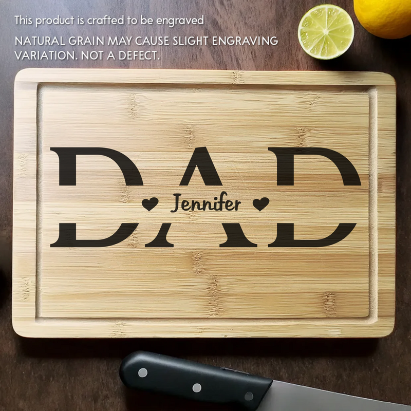 Made With Love For The Best Dad - Family Personalized Custom Engraved Wooden Cutting Board - Father's Day, Gift For Dad, Grandpa