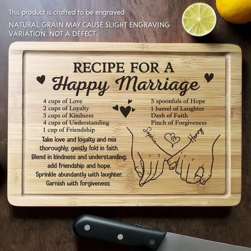 Stirred With Love Since Day One - Couple Personalized Custom Engraved Wooden Cutting Board - Gift For Husband Wife, Anniversary