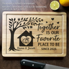 First Home, Best Memories - Couple Personalized Custom Engraved Wooden Cutting Board - Gift For Husband Wife, Anniversary