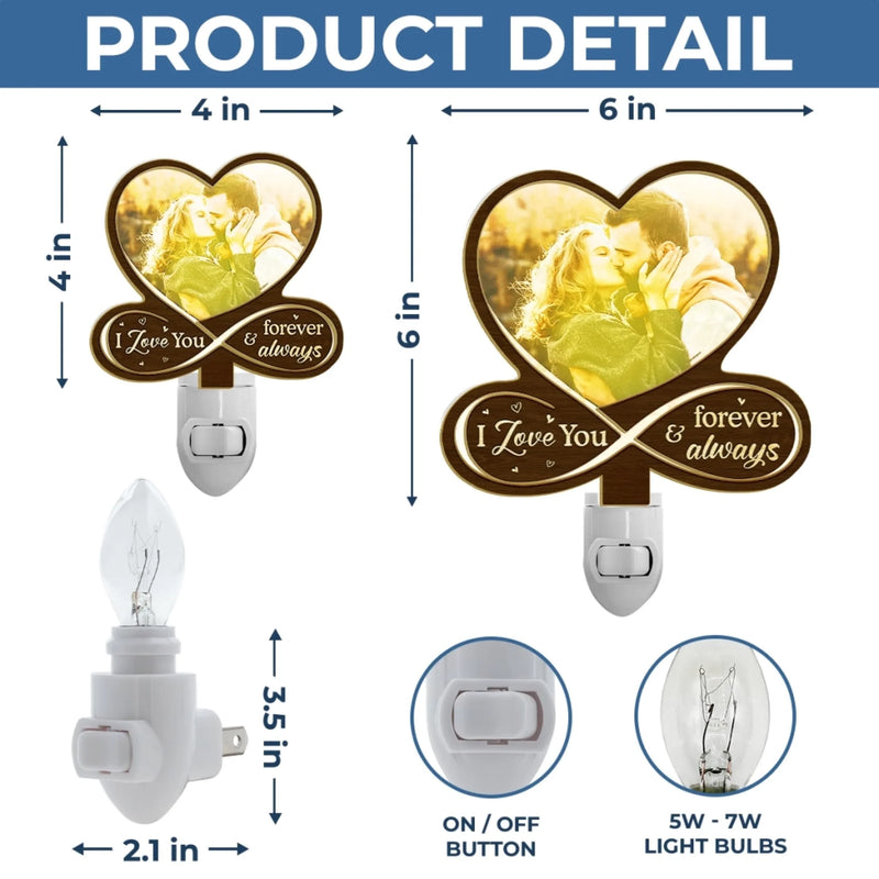 Custom Photo Wood And Acrylic Night Light - Personalized Anniversary Wedding Gifts For Husband And Wife, Him And Her - Built On Love