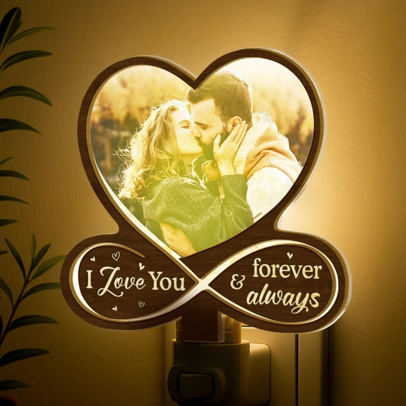 Custom Photo Wood And Acrylic Night Light - Personalized Anniversary Wedding Gifts For Husband And Wife, Him And Her - Built On Love