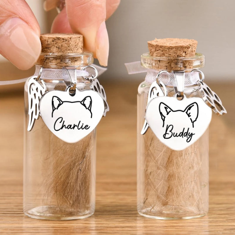 Custom Pet Fur Keepsake Jar - Personalized Pet Memorial Sympathy Gifts For Dogs, Cats - Gone But Not Forgotten