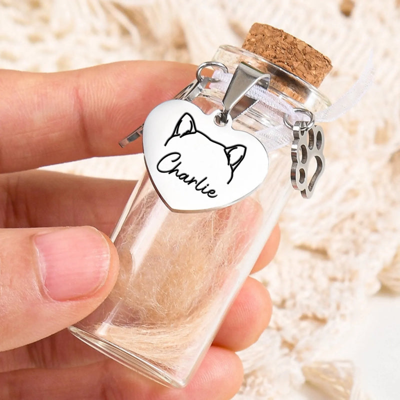 Custom Pet Fur Keepsake Jar - Personalized Pet Memorial Sympathy Gifts For Dogs, Cats - Gone But Not Forgotten