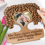 Custom Photo 2-Layered Wooden Plaque - Personalized Anniversary Wedding Gifts For Husband, Wife, Couple - Our Love Grows Deeper And Stronger