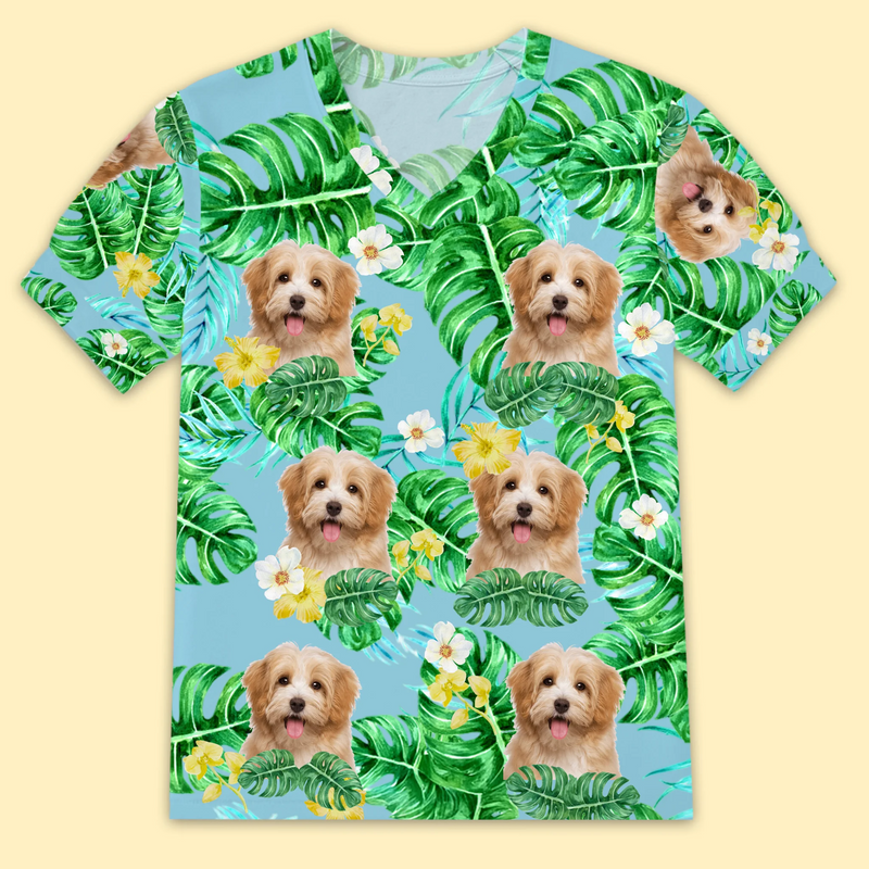 Custom Photo Puff Sleeve Shirt - Personalized Summer Vacation And Travel Gifts For Dog Cat Lovers, Dog Dad And Mom, Cat Owners - Family Vacation Starter Pack
