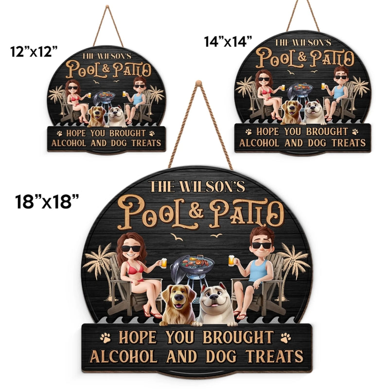 Custom Shaped Home Decor Wood Sign - Personalized Anniversary Wedding Gifts For Husband And Wife, Dog Dad And Mom - Good Vibes And Cold Drinks