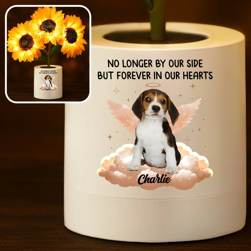 Custom Photo Sunflower Lamp Night Light - Personalized Pet Memorial Gifts For Dogs, Cats - Once By My Side Forever In My Heart