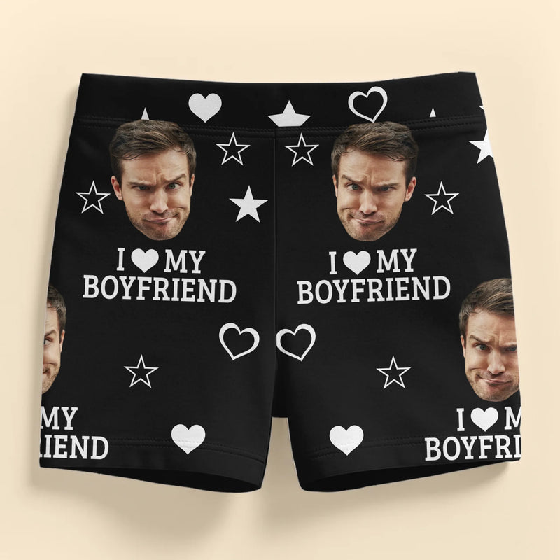 Custom Photo Short Leggings - Personalized Personalized Gifts For Husband And Wife, Him And Her - I Love My Husband