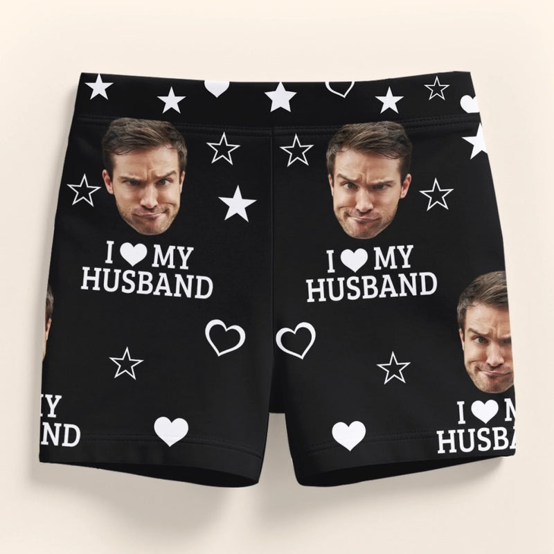 Custom Photo Short Leggings - Personalized Personalized Gifts For Husband And Wife, Him And Her - I Love My Husband