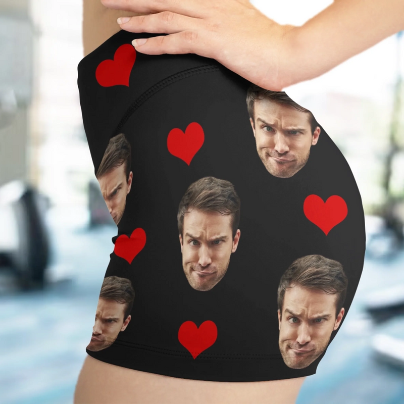 Custom Photo Short Leggings - Personalized Personalized Gifts For Husband And Wife, Him And Her - Wrapped In Your Love