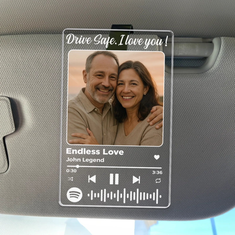 Custom Photo Acrylic Car Visor Clip - Personalized Anniversary Wedding Gifts For Husband And Wife, Him And Her - Love Is Our Foundation