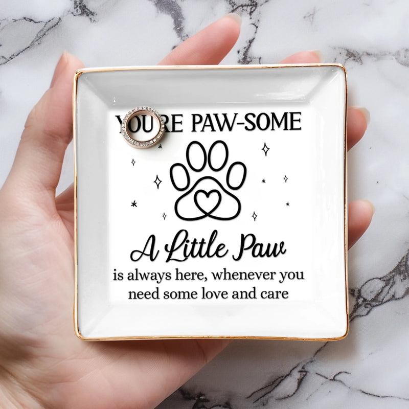 Full-Print Jewelry Dish - Birthday Gifts For Dog Cat Lovers, Dog Dad And Mom, Cat Owners - Paws Fill The Heart With Joy