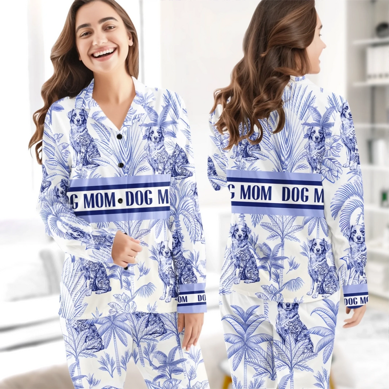 Custom Pajamas - Personalized Birthday Gifts For Dog Cat Lovers, Dog Dad And Mom, Cat Owners - Living My Best Dog Mom Life