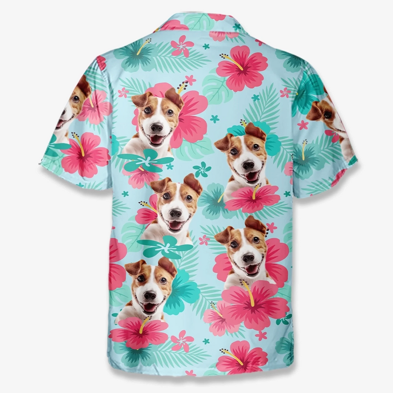 Custom Photo Unisex Tropical Hawaiian Aloha Shirt - Personalized Summer Vacation And Travel Gifts For Dog Cat Lovers, Dog Dad And Mom, Cat Owners - Summer With My Fur Buddy