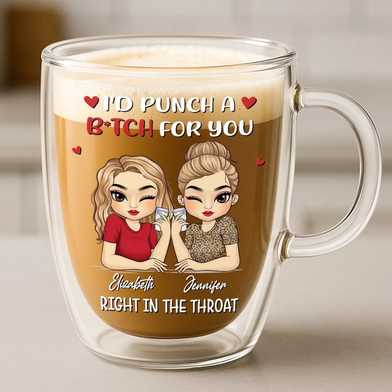 Custom Double Wall Glass Mug - Personalized Best Friend Birthday Gifts For Women - Trouble Makers Club