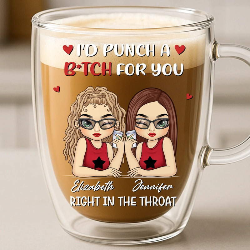 Custom Double Wall Glass Mug - Personalized Best Friend Birthday Gifts For Women - Trouble Makers Club