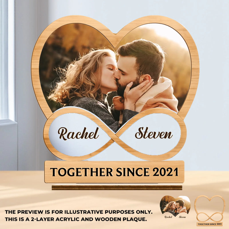 Custom Photo Wood & Acrylic Plaque - Personalized Anniversary Wedding Gifts For Husband And Wife, Him And Her - Forever Yours, Forever Mine