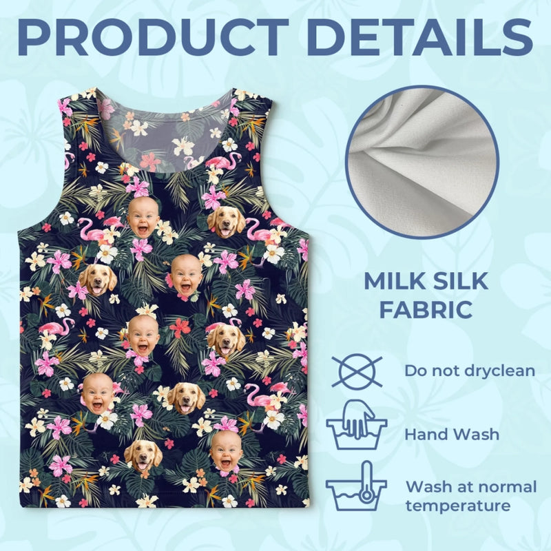 Custom Photo Tanktop - Personalized Summer Vacation And Travel Gifts For Family, Dog Cat Lovers - Loud, Proud, And Tropical