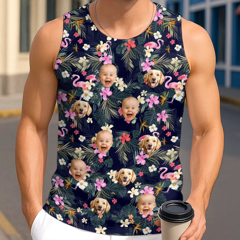Custom Photo Tanktop - Personalized Summer Vacation And Travel Gifts For Family, Dog Cat Lovers - Loud, Proud, And Tropical