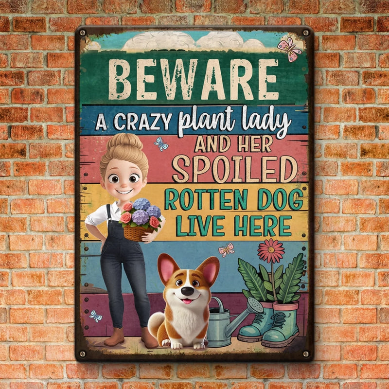 Custom Home Decor Metal Sign - Personalized Garden Gifts For Gardeners, Dog Lovers, Dog Dad And Mom - Peace Love Plants And Muddy Paws