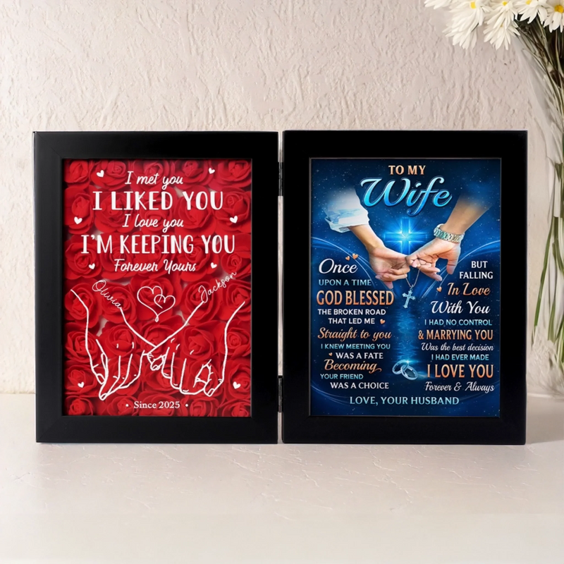 Custom Double Frame Flower Shadow Box - Personalized Anniversary Wedding Gifts For Husband And Wife, Him And Her - Till Our Final Breath