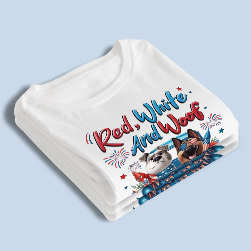Custom Unisex T-shirt, Premium T-shirt, Hoodie - Personalized 4th Of July Gifts For Dog Lovers, Dog Dad And Mom - Fetching Freedom