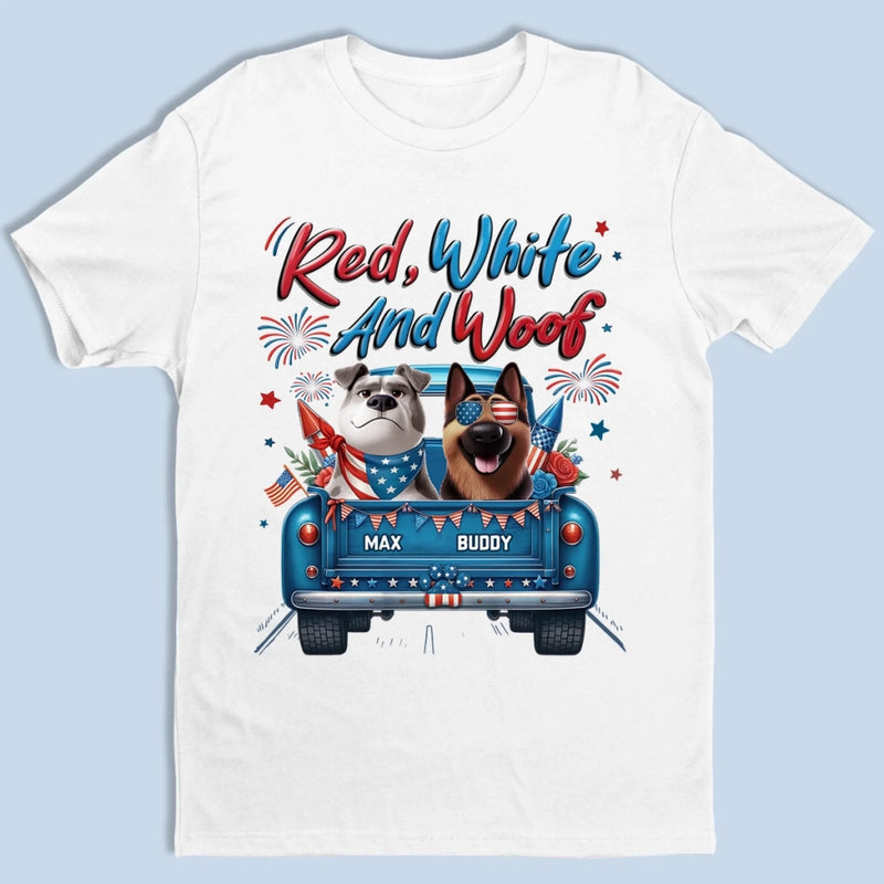 Custom Unisex T-shirt, Premium T-shirt, Hoodie - Personalized 4th Of July Gifts For Dog Lovers, Dog Dad And Mom - Fetching Freedom