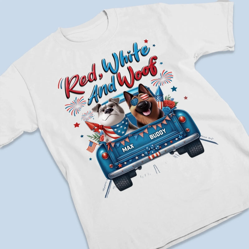 Custom Unisex T-shirt, Premium T-shirt, Hoodie - Personalized 4th Of July Gifts For Dog Lovers, Dog Dad And Mom - Fetching Freedom
