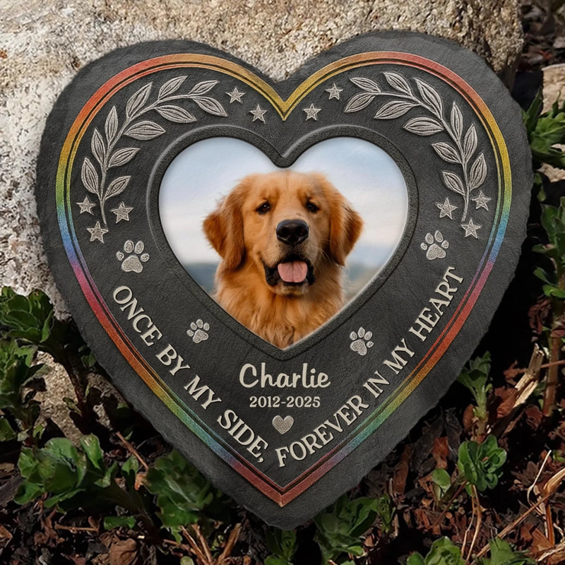 Custom Photo Heart Shaped Memorial Stone - Personalized Pet Memorial Gifts For Dogs, Cats - Heart Full Of Memories
