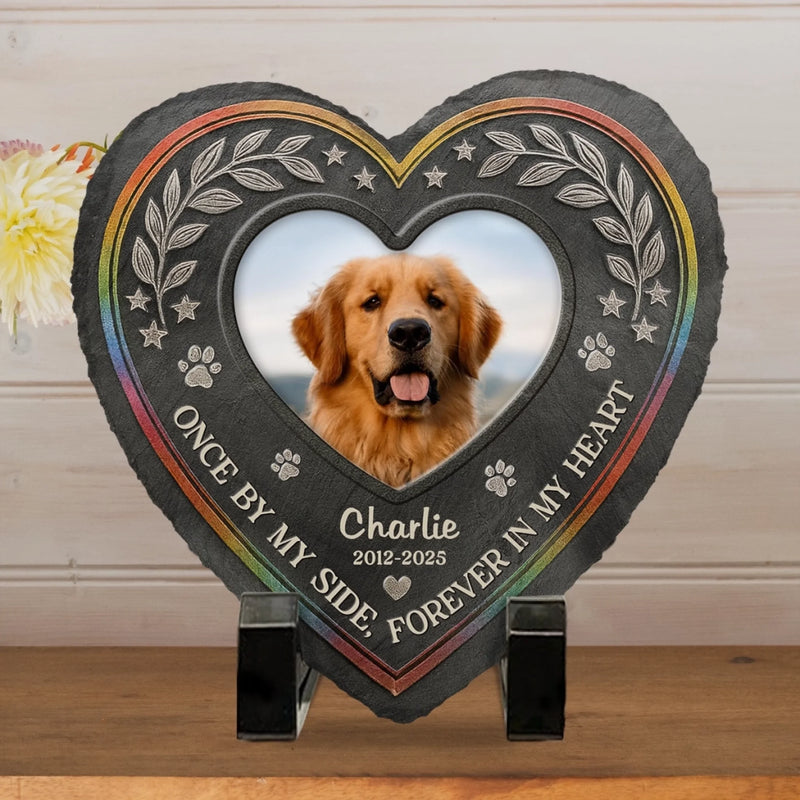 Custom Photo Heart Shaped Memorial Stone - Personalized Pet Memorial Gifts For Dogs, Cats - Heart Full Of Memories
