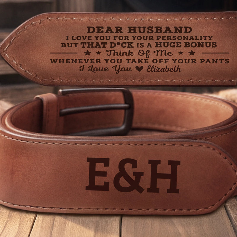 Custom Double-Sided Engraved Leather Belt - Personalized Anniversary Wedding Gifts For Husband And Wife, Him And Her - My Favorite Distraction